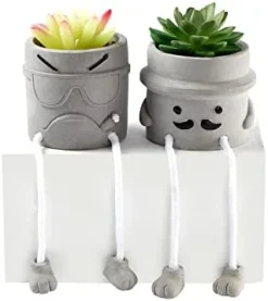 Sets Of 2 Artificial Potted Plant Small Fake Succulent Faux Plant Cute Hanging Leg Cement Potted Succulents Decor For Gift, Office Decoration, Home Décor (2 Smiley) 12 Sets Of 2 Artificial Potted Plant Small Fake Succulent Faux Plant Cute Hanging Leg Cement Potted Succulents Decor For Gift, Office Decoration, Home Décor (2 Smiley) -Nearly Natural Store 41hvPH w1L. AC