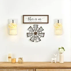 Mkono 11.5" Small Farmhouse Windmill Wall Decor Rustic Iron Wall Hanging Decoration Metal Wall Art Ornament For Bedroom Nursery Living Room Dorm Home -Nearly Natural Store 41jgnAf3XXL