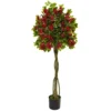 Nearly Natural 5â€™ Bougainvillea Artificial Topiary Tree, Red,26"D X 26"W X 5'H