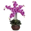 Nearly Natural 1211-OR Phalaenopsis With Decorative Vase Silk Flower Arrangement, Orchid,12" X 12" X 35"