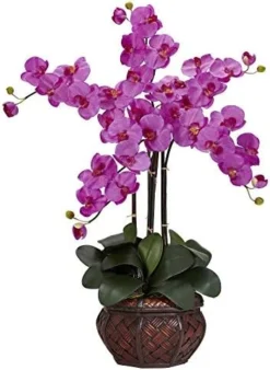 Nearly Natural 1211-OR Phalaenopsis With Decorative Vase Silk Flower Arrangement, Orchid,12" X 12" X 35" -Nearly Natural Store 41kVv26xwOL. AC