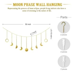Mkono Moon Phase Wall Hanging Boho Aesthetic Room Decor Metal Moons Garland Hanging Art Bohemian Home Decoration For Girls Room Nursery Bedroom Livingroom Dorm, Ideal Gift, Gold, 50" -Nearly Natural Store 41kr3V8StwL