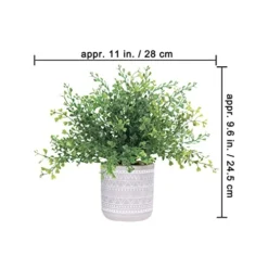 Set Of 3 Assorted Small Potted Plants Fake Eucalyptus Boxwood Plants And Aloe Succulent Plant In Gray Geometric Concrete Ceramic Pots For Gifts Home Kitchen Table Desk Indoor Outdoor Greenery Decor