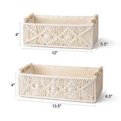 Mkono Macrame Valance And 2 Pack Macrame Storage Baskets Handmade Boho Home Decor For Bedroom Nursery Livingroom Dorm -Nearly Natural Store 41nwVVyzB2L