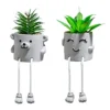 Lavenor Artificial Potted Plant Fake Succulent Plant Cute Hanging Leg Emotional Cement Potted Succulents Decor For Desk Shelf Bedroom Living Room And Office Decoration(Type A + Type C)