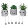 WOODWORD 3 Pack Mini Potted Fake Succulents Desk Plant With Creative Emotional Cement Pots For Shelf Home Bathroom Living Room Kitchen Decor And Office Decorations