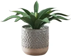 FAVRD Artificial Succulents In Cement Pot Environmentally Conscious Partly Recycled Fake Plants Artificial Plants Indoor Home Office Decor Desk Faux Plants, 8.5 X 8.5 X 8.75 Inches, Green, (10181-A) -Nearly Natural Store 41rz2ujslhS. AC