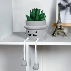 WOODWORD 3 Pack Mini Potted Fake Succulents Desk Plant With Creative Emotional Cement Pots For Shelf Home Bathroom Living Room Kitchen Decor And Office Decorations -Nearly Natural Store 41thAAuiaqL