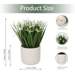 Briful Small Artificial Grass Plant Decor Wheat Fake Plant With Flowers In Ceramic Pot Real Touch Potted Greenery Faux Plant For Kitchen Countertop Tabletop Bookshelf Coffee Decorations -Nearly Natural Store 41uFT721JrL
