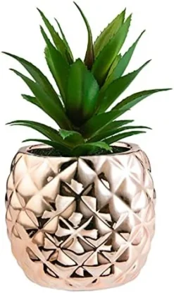 Golden Pineapple Ananas Potted Artificial Succulents Faux Plants Home Office Tabletop Decoration (Gold) -Nearly Natural Store 41wFFnVjByS. AC