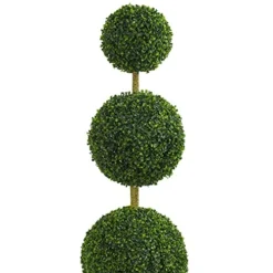 Nearly Natural 5613 Boxwood Triple Ball Topiary In Slate Planter, 6', Green -Nearly Natural Store 41wLuhY1i4L