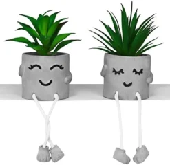 Zerzsy 3pcs Creative Artificial Succulents With Gray Flower Pots, Mini Potted Succulents For Home Decor And Gift Choice. -Nearly Natural Store 41xqCRvt5sL. AC