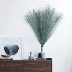 Eyamumo 7 Stems Faux Pampas Grass 17.7''/45cm Tall, Small Fluffy Pompas Decor, Fake Artificial Pampas Grass For Floor Vase Home Office Boho Decor, MalachiteGreen Faux Pompas Grass -Nearly Natural Store 41yIbBTAAhL
