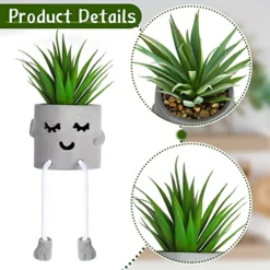 Artificial Potted Plant Faux Succulent Plant Cubicle Decor Cute Fake Desktop Plant Hanging Leg Cement Potted Decor For Bookshelf Bedroom Living Room Office Decor (Simple Style,2 Pcs) -Nearly Natural Store 510Zd9TyuQL
