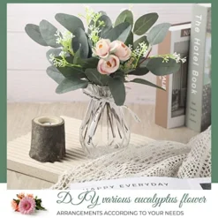 Janinka 40 Pieces Artificial Eucalyptus Leaves Stems With White Seeds Fake Silverdollar Eucalyptus Leaves Plant For Wedding Bridal Bouquets Greenery Plants For Home Vase Floral Bouquets Wedding Decor -Nearly Natural Store 5113RzR929L