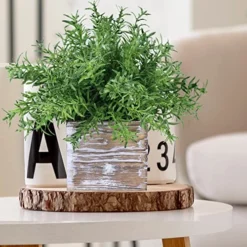 Set Of 3 Assorted Small Potted Plants Fake Eucalyptus Plants And Rosemary Plant In Rustic Wooden Planters For Mother Gifts Farmhouse Table Centerpiece Bathroom Shelf Office Desk Indoor Greenery Decor -Nearly Natural Store 511LnPR9BUL