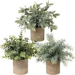 Briful Artificial Potted Plants Set Of 3 Small Faux Plant Eucalyptus Mini Fake Plant Decor For Home Table Office Room Desk Bathroom Shelf Kitchen Rustic Farmhouse Mantel Decoration -Nearly Natural Store 511cNBNVx S. AC