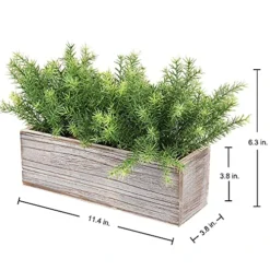 PLANT Artificial Wooden Potted Rosemary Faux Greenery In Wood Planter Box S For Rustic Farmhouse Centerpiece Tabletop Kitchen Shelf Decor -Nearly Natural Store 512TBrKdnUS