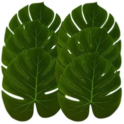 Hopeak Artificial Palm Leaves, 24 Pieces Large Palm Leaves For Hawaiian Luau Party Jungle Beach Theme Party Birthday Party Table And Wall Decorations