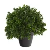 Nearly Natural Mini 10in. Boxwood Topiary Artificial Plant UV Resistant (Indoor/Outdoor), Green