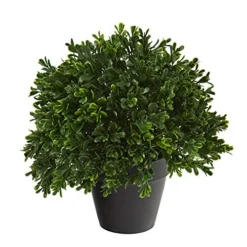Nearly Natural Mini 10in. Boxwood Topiary Artificial Plant UV Resistant (Indoor/Outdoor), Green