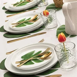 St !GIANTMAN 30 Artificial Palm Leaves For Party Table Decoration, Imitation Tropical Leaf Table Runners Or Greenery Décor For Events, Beach Theme Or Jungle Party Supply (Large, 13.8 X 11.4 Inch) 11 St !GIANTMAN 30 Artificial Palm Leaves For Party Table Decoration, Imitation Tropical Leaf Table Runners Or Greenery Décor For Events, Beach Theme Or Jungle Party Supply (Large, 13.8 X 11.4 Inch) -Nearly Natural Store 515o3ej2QxL