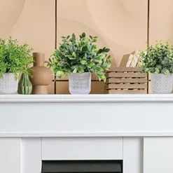 Set Of 3 Assorted Small Potted Plants Fake Eucalyptus And Rosemary Plants In Gray Geometric Concrete Ceramic Pots For Gifts Home Kitchen Office Shelf Table Desk Modern Indoor Outdoor Greenery Decor 10 Set Of 3 Assorted Small Potted Plants Fake Eucalyptus And Rosemary Plants In Gray Geometric Concrete Ceramic Pots For Gifts Home Kitchen Office Shelf Table Desk Modern Indoor Outdoor Greenery Decor -Nearly Natural Store 516WckfSR8L