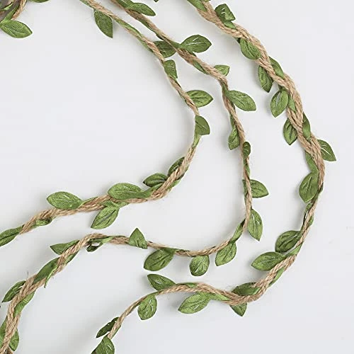 Natural Jute Twine, 66 Feet 5mm Burlap Leaf Ribbon, Braided Decoration Vine With Artificial Green Leaves For Jungle Safari Themed Party Birthday Wedding Garden Home Decor(1 Roll) 3 Natural Jute Twine, 66 Feet 5mm Burlap Leaf Ribbon, Braided Decoration Vine With Artificial Green Leaves For Jungle Safari Themed Party Birthday Wedding Garden Home Decor(1 Roll) - Image 3