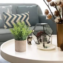 HomEdge Artificial Mini Potted Eucalyptus, 3 Packs Artificial Plastic Plant Greenery With Pot For Home, Office Desk Decoration -Nearly Natural Store 5183iFIZSjL