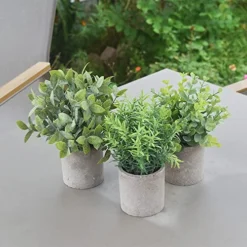 HomEdge Artificial Mini Potted Eucalyptus, 3 Packs Artificial Plastic Plant Greenery With Pot For Home, Office Desk Decoration -Nearly Natural Store 5193P5VLGJL