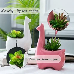Tenforie Artificial Plant Pots, Ceramic Potted Artificial Succulent Decoration Alpaca Fake Plant Home Decor Tabletop Office Desk Outdoor Decoration - A -Nearly Natural Store 519uQXL9MFS