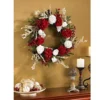 Nearly Natural 4899 Hydrangea With White Roses Wreath, 24-Inch, Red /White/Green