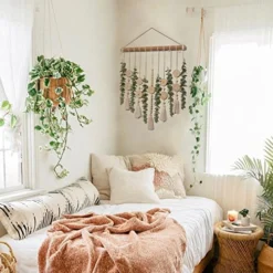 Boho Wall Decor Artificial Eucalyptus Wall Hanging Bathroom Decor Fake Eucalyptus Plants Greenery Leaves With Wooden Bead Garland On Stick Rustic Farmhouse Home Decorations For Bedroom Nursery Kitchen -Nearly Natural Store 51BhPPgqqGL