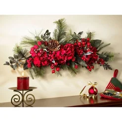 Nearly Natural 4679 Holiday Hydrangea Swag, 30-Inch, Red/Green -Nearly Natural Store 51C0v8Kw7GL