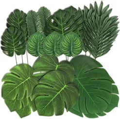 86Pcs 8Kinds Artificial Tropical Palm Leaves Jungle Safari Leaves Faux Plant Golden Leaves Decorations For Hawaiian Beach Birthday Luau Party Table Decorations -Nearly Natural Store 51Cq1gdUf1L. AC