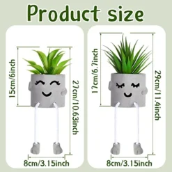 Artificial Potted Plant Faux Succulent Plant Cubicle Decor Cute Fake Desktop Plant Hanging Leg Cement Potted Decor For Bookshelf Bedroom Living Room Office Decor (Simple Style,2 Pcs) -Nearly Natural Store 51Cu7jlt6bL