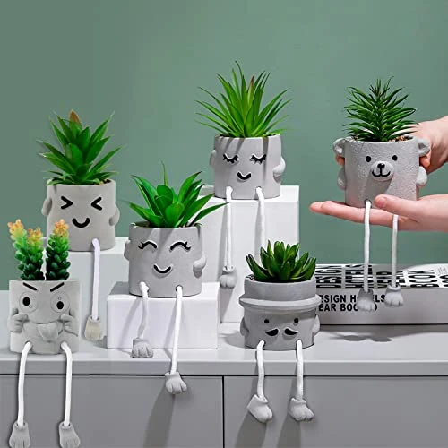 Creative Succulent Plants Potted, Mini Artificial Decorative Potted Plants With Grey Pots - Set Of 3 6 Creative Succulent Plants Potted, Mini Artificial Decorative Potted Plants With Grey Pots - Set Of 3 - Image 6