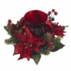 Nearly Natural 4920 Poinsettia And Berry Candleabrum, Red
