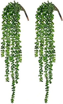 CEWOR 4pcs Artificial Succulents Hanging Plants Fake String Of Pearls For Wall Home Garden Decor (24 Inches Each Length) -Nearly Natural Store 51E5pCJ9mXL. AC