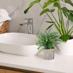 CEWOR 2 Pack Artificial Plants Mini Potted Plants Fake Bamboo Leaves Faux Rosemary Small House Plants For Home Office Desk Room Decor -Nearly Natural Store 51E9RFUxqyL