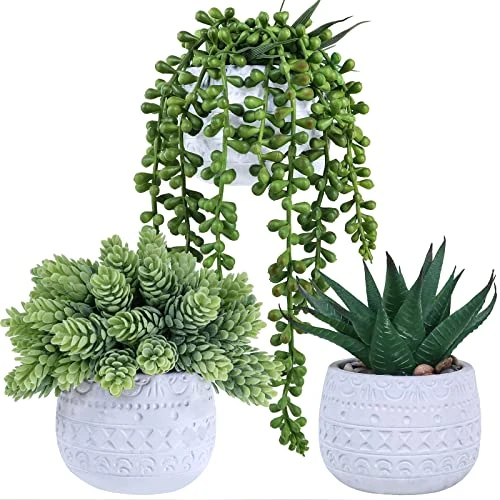 Winlyn 3 Pcs Assorted Small Potted Succulent Plants Artificial Aloe Hanging Succulent In White Geometric Concrete Ceramic Pots For Gift Party Wedding Favors Windowsill Table Shelf Indoor Outdoor Decor 1 Winlyn 3 Pcs Assorted Small Potted Succulent Plants Artificial Aloe Hanging Succulent In White Geometric Concrete Ceramic Pots For Gift Party Wedding Favors Windowsill Table Shelf Indoor Outdoor Decor
