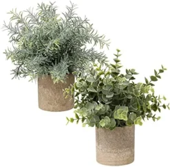 Briful Artificial Potted Plants Set Of 3 Small Faux Plant Eucalyptus Mini Fake Plant Decor For Home Table Office Room Desk Bathroom Shelf Kitchen Rustic Farmhouse Mantel Decoration -Nearly Natural Store 51EceCvavtL. AC