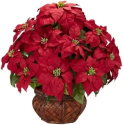Nearly Natural 1265 22in. Poinsettia With Decorative Planter Silk Arrangement -Nearly Natural Store 51F9HOoYBL. AC