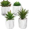 C APPOK Artificial Succulents Plants Faux Succulent Flocking Potted Plants - 4 Pack Fake Succulents Decorative Green Potted Plant In Pots For Home, Desk Decor, Office Decoration