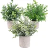 OUTLEE 3 Pack Mini Artificial Potted Plants Faux Eucalyptus Plants Boxwood Rosemary Greenery In Pots Small Houseplants For Home Decor Office Desk Shower Room Decoration