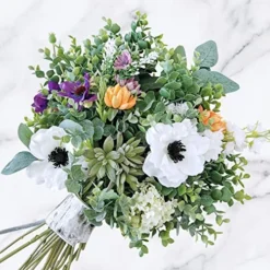 Winlyn 20 Pcs Mixed Eucalyptus Leaves Stems Bulk Artificial Oval Eucalyptus Leaves With White Seeds Stems And Eucalyptus Leaves Sprays For Vase Floral Wreath Bouquets Wedding Greenery Decoration -Nearly Natural Store 51FrDvrAHRL