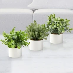 Seeko Fake Plants For Home Décor, Shelf, Office, Bathroom, Laundry Room - Artificial Plants For Home Décor Indoor, Faux Plants - Ceramic Potted Farmhouse Decor