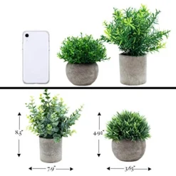GreenCallow Artificial Plants For Home Decor Indoor. 4 Mini Plants, Rosemary Faux Plant Decor, Eucalyptus Plant, Grass Faux Plants. Small Fake Plants For Shelf Or Desk Plant Artificial Greenery Décor -Nearly Natural Store 51HqTqIgKcL