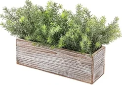 PLANT Artificial Wooden Potted Rosemary Faux Greenery In Wood Planter Box S For Rustic Farmhouse Centerpiece Tabletop Kitchen Shelf Decor -Nearly Natural Store 51HyFMCKVYS. AC