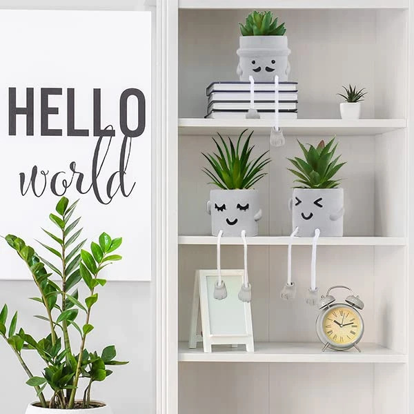 Creative Succulent Plants Potted, Mini Artificial Decorative Potted Plants With Grey Pots - Set Of 3 3 Creative Succulent Plants Potted, Mini Artificial Decorative Potted Plants With Grey Pots - Set Of 3 - Image 3